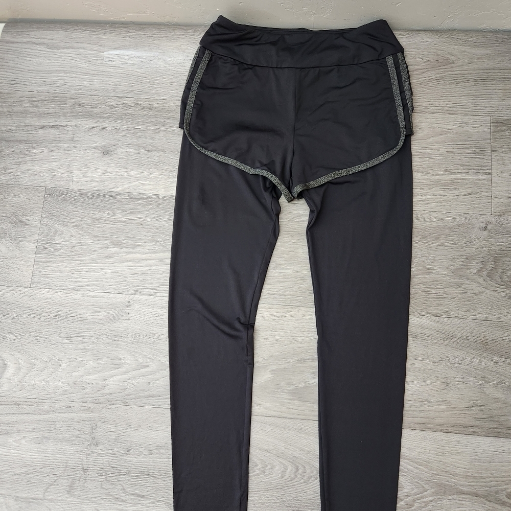EVS Compression Black M‎ Leggings w Shorts Attached 4 Way Stretch Flat-Seam